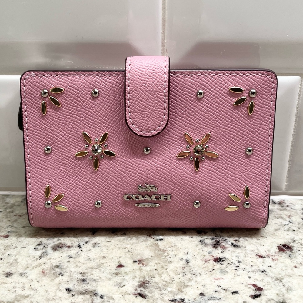 Coach Medium All Over Stud Leather Wallet NWOT